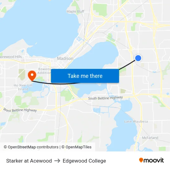 Starker at Acewood to Edgewood College map