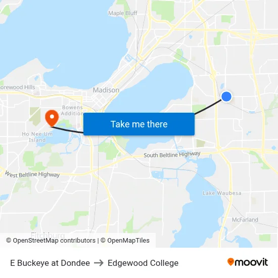 E Buckeye at Dondee to Edgewood College map