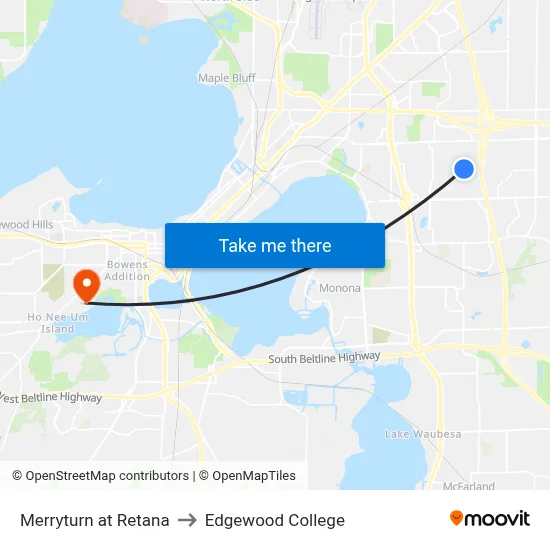 Merryturn at Retana to Edgewood College map
