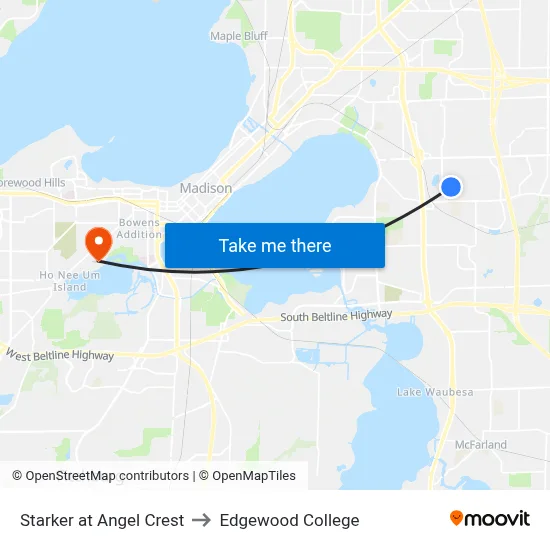 Starker at Angel Crest to Edgewood College map
