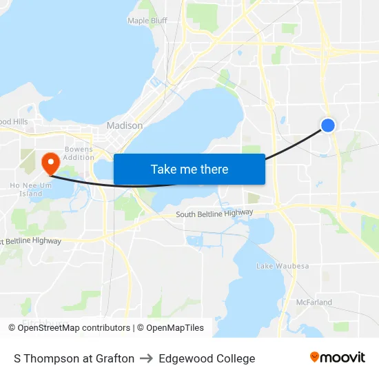 S Thompson at Grafton to Edgewood College map