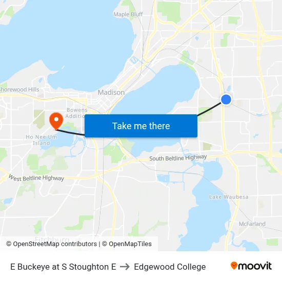 E Buckeye at S Stoughton E to Edgewood College map