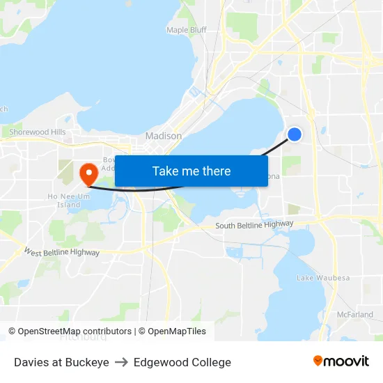 Davies at Buckeye to Edgewood College map