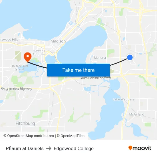 Pflaum at Daniels to Edgewood College map