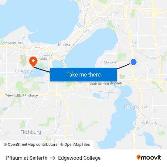 Pflaum at Seiferth to Edgewood College map