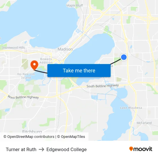 Turner at Ruth to Edgewood College map