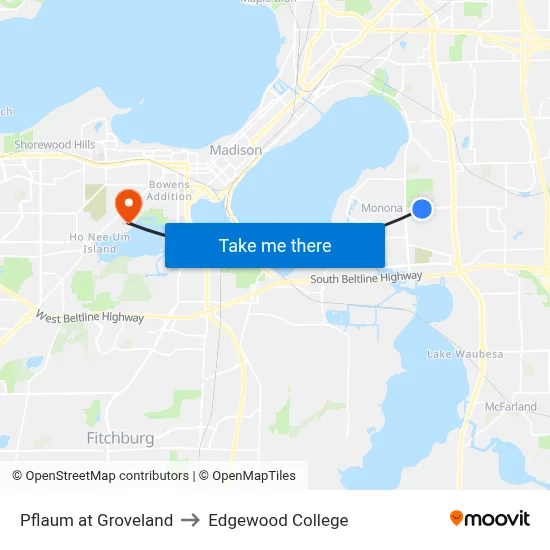 Pflaum at Groveland to Edgewood College map