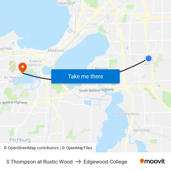 S Thompson at Rustic Wood to Edgewood College map