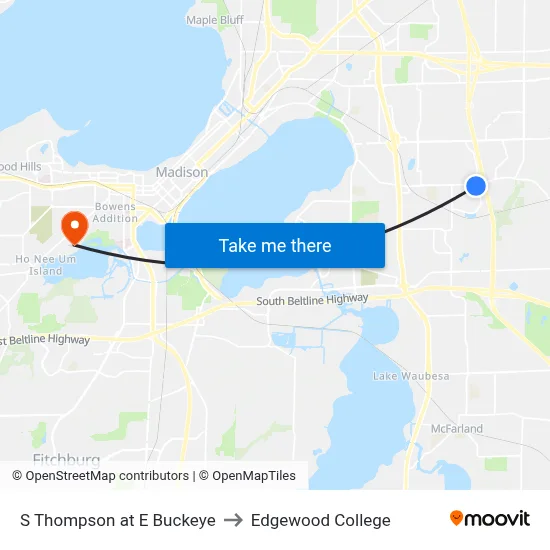 S Thompson at E Buckeye to Edgewood College map