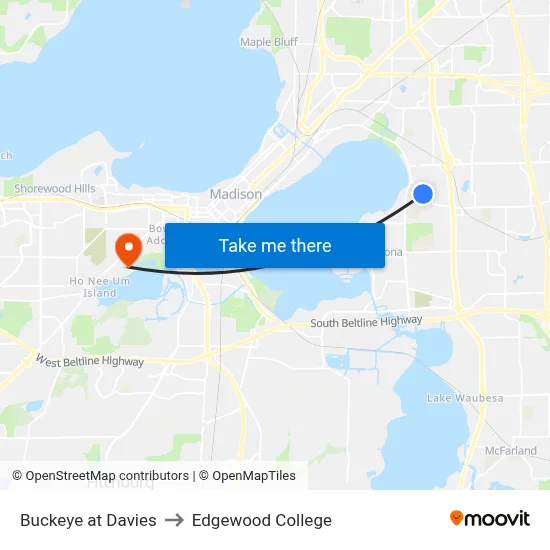 Buckeye at Davies to Edgewood College map