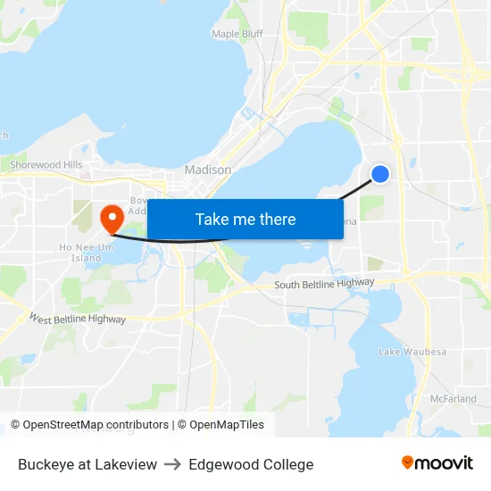 Buckeye at Lakeview to Edgewood College map