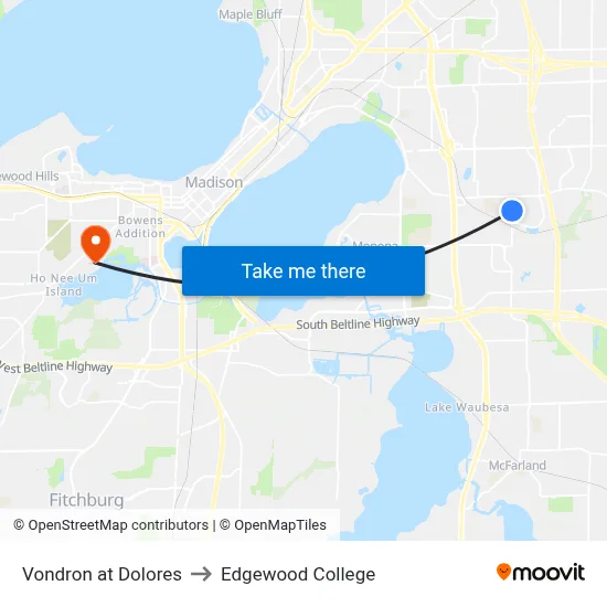 Vondron at Dolores to Edgewood College map