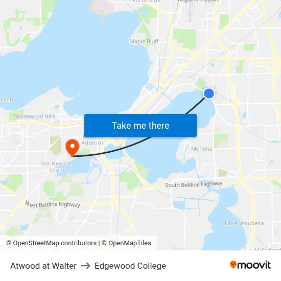 Atwood at Walter to Edgewood College map