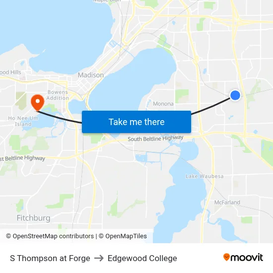 S Thompson at Forge to Edgewood College map