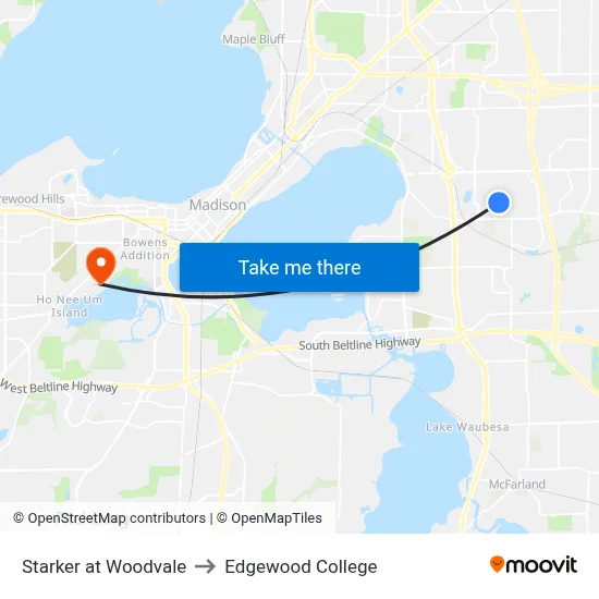 Starker at Woodvale to Edgewood College map