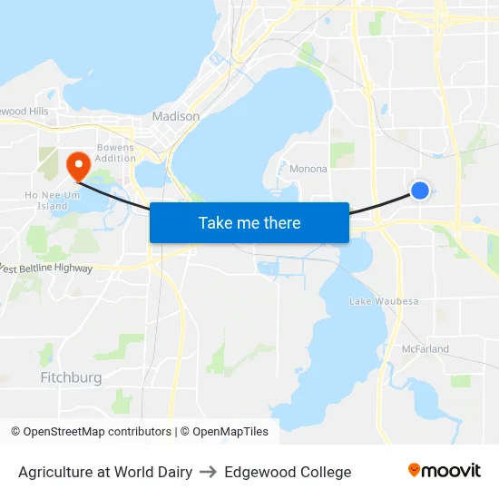 Agriculture at World Dairy to Edgewood College map