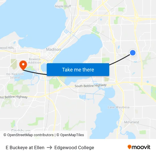 E Buckeye at Ellen to Edgewood College map