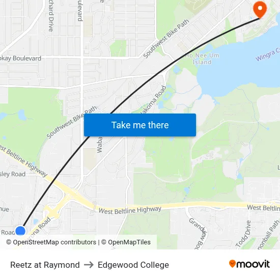 Reetz at Raymond to Edgewood College map