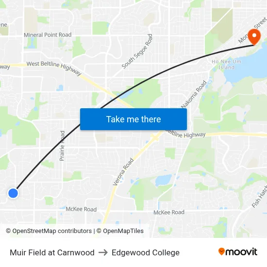 Muir Field at Carnwood to Edgewood College map