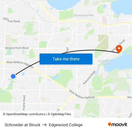 Schroeder at Struck to Edgewood College map