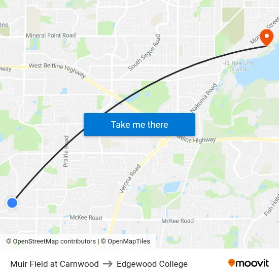 Muir Field at Carnwood to Edgewood College map