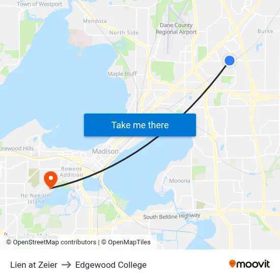 Lien at Zeier to Edgewood College map