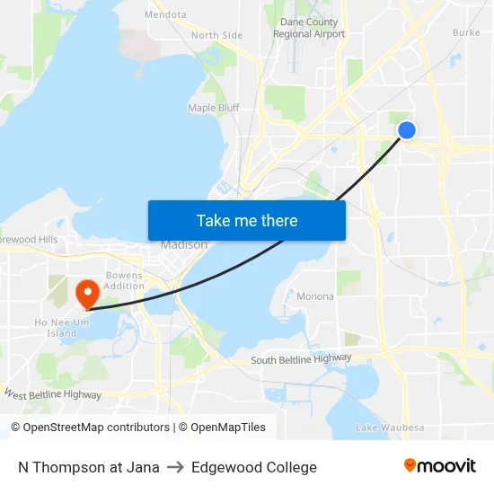 N Thompson at Jana to Edgewood College map