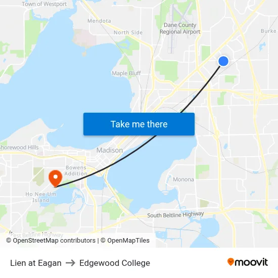 Lien at Eagan to Edgewood College map