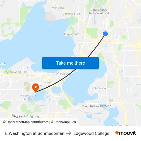 E Washington at Schmedeman to Edgewood College map