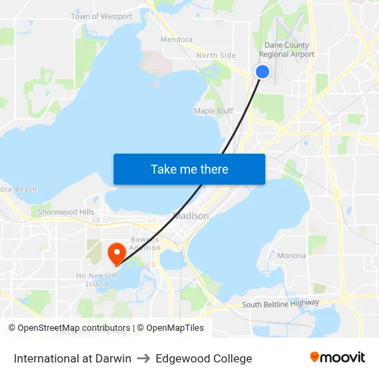 International at Darwin to Edgewood College map