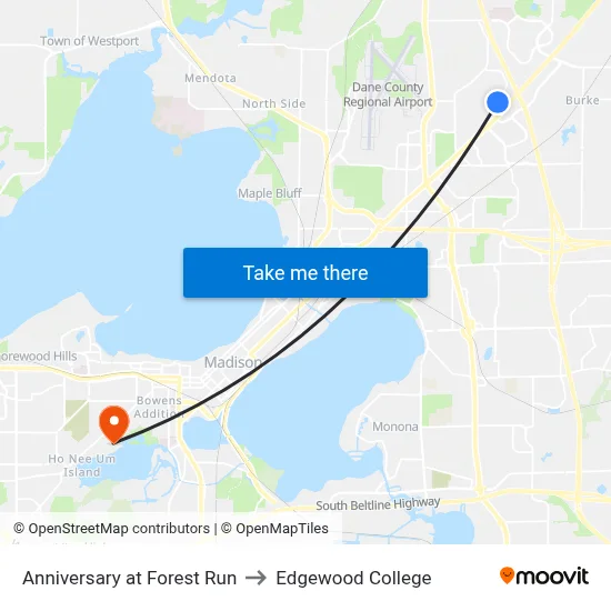 Anniversary at Forest Run to Edgewood College map
