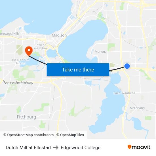 Dutch Mill at Ellestad to Edgewood College map