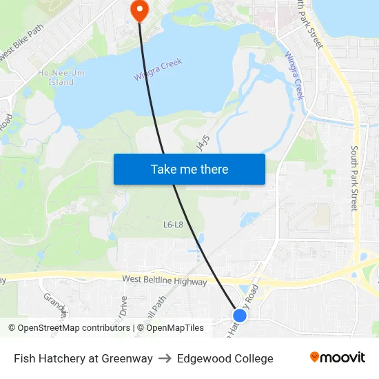 Fish Hatchery at Greenway to Edgewood College map