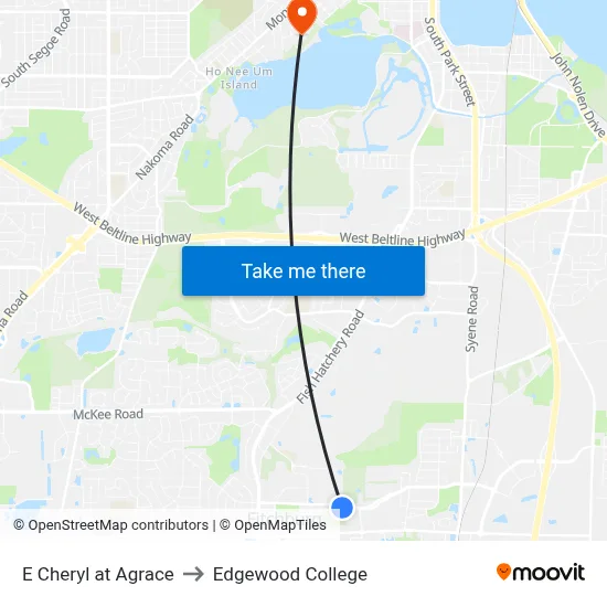 E Cheryl at Agrace to Edgewood College map