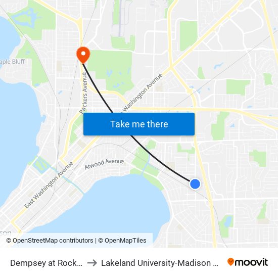 Dempsey at Rockwell to Lakeland University-Madison Center map