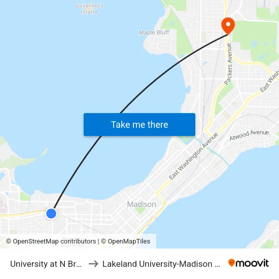 University at N Breese to Lakeland University-Madison Center map
