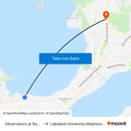 Observatory at Babcock to Lakeland University-Madison Center map