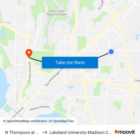 N Thompson at Lien to Lakeland University-Madison Center map