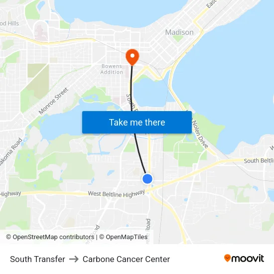 South Transfer to Carbone Cancer Center map