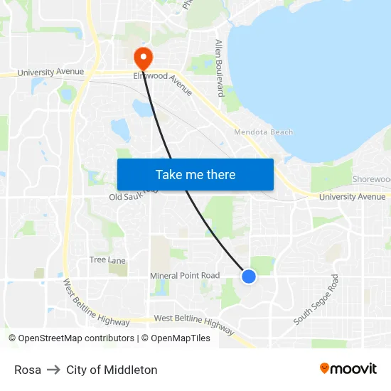 Rosa to City of Middleton map
