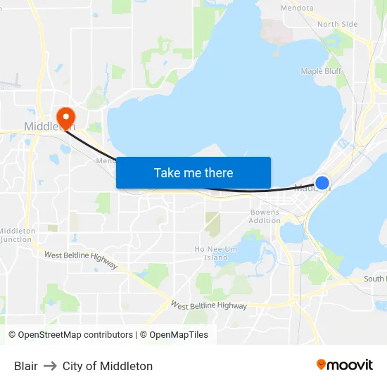 Blair to City of Middleton map