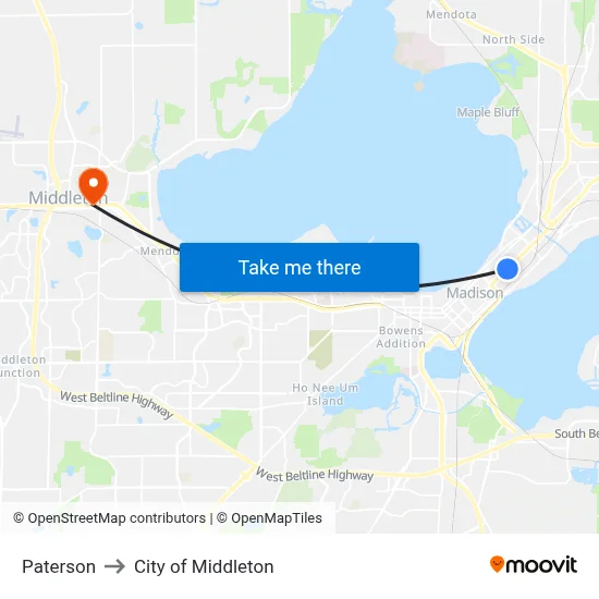 Paterson to City of Middleton map
