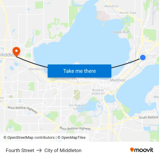 Fourth Street to City of Middleton map