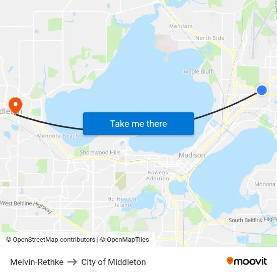 Melvin-Rethke to City of Middleton map
