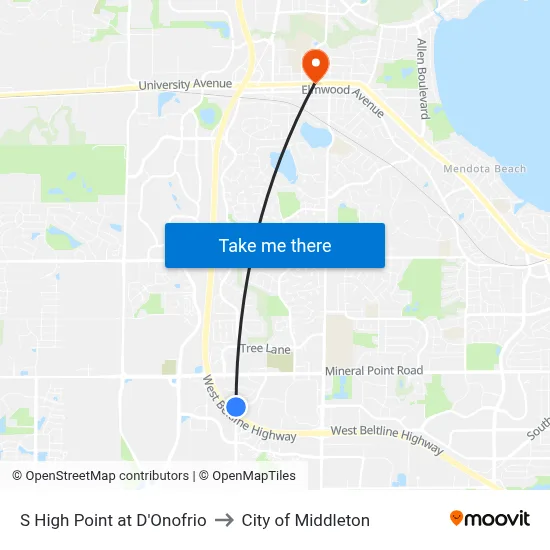 S High Point at D'Onofrio to City of Middleton map