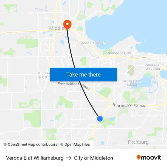 Verona E at Williamsburg to City of Middleton map
