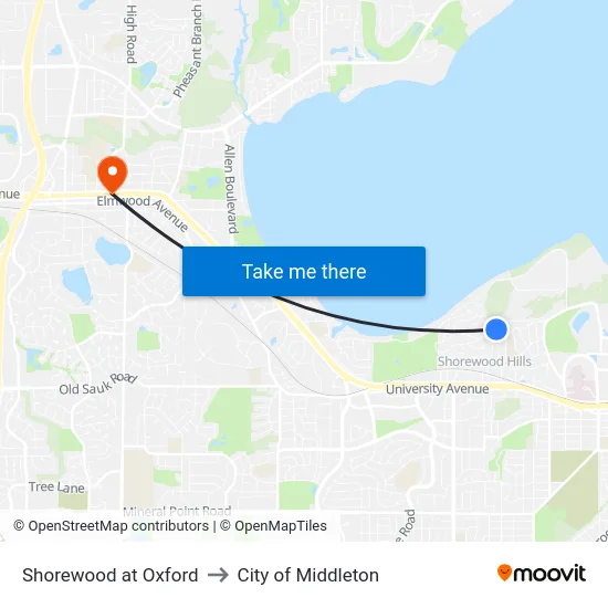 Shorewood at Oxford to City of Middleton map