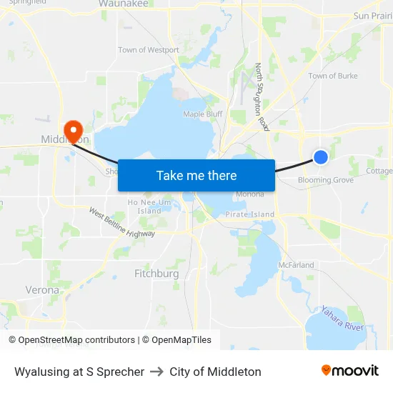 Wyalusing at S Sprecher to City of Middleton map