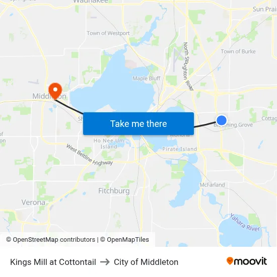 Kings Mill at Cottontail to City of Middleton map