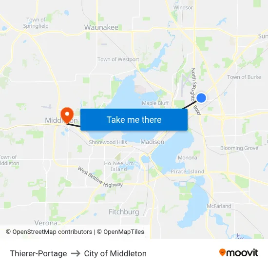 Thierer-Portage to City of Middleton map